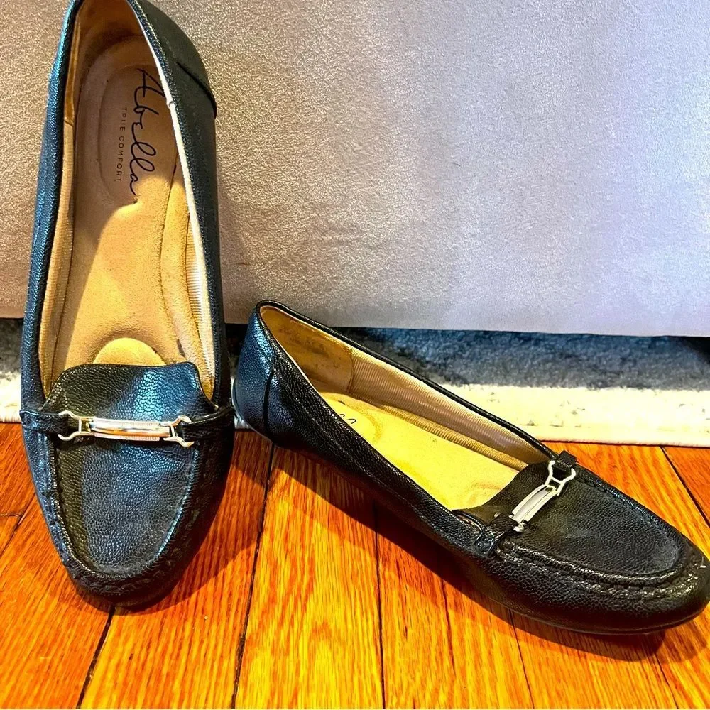 Abella True Comfort SISELY Black Slip on Loafer Driving Shoes Size 8.5